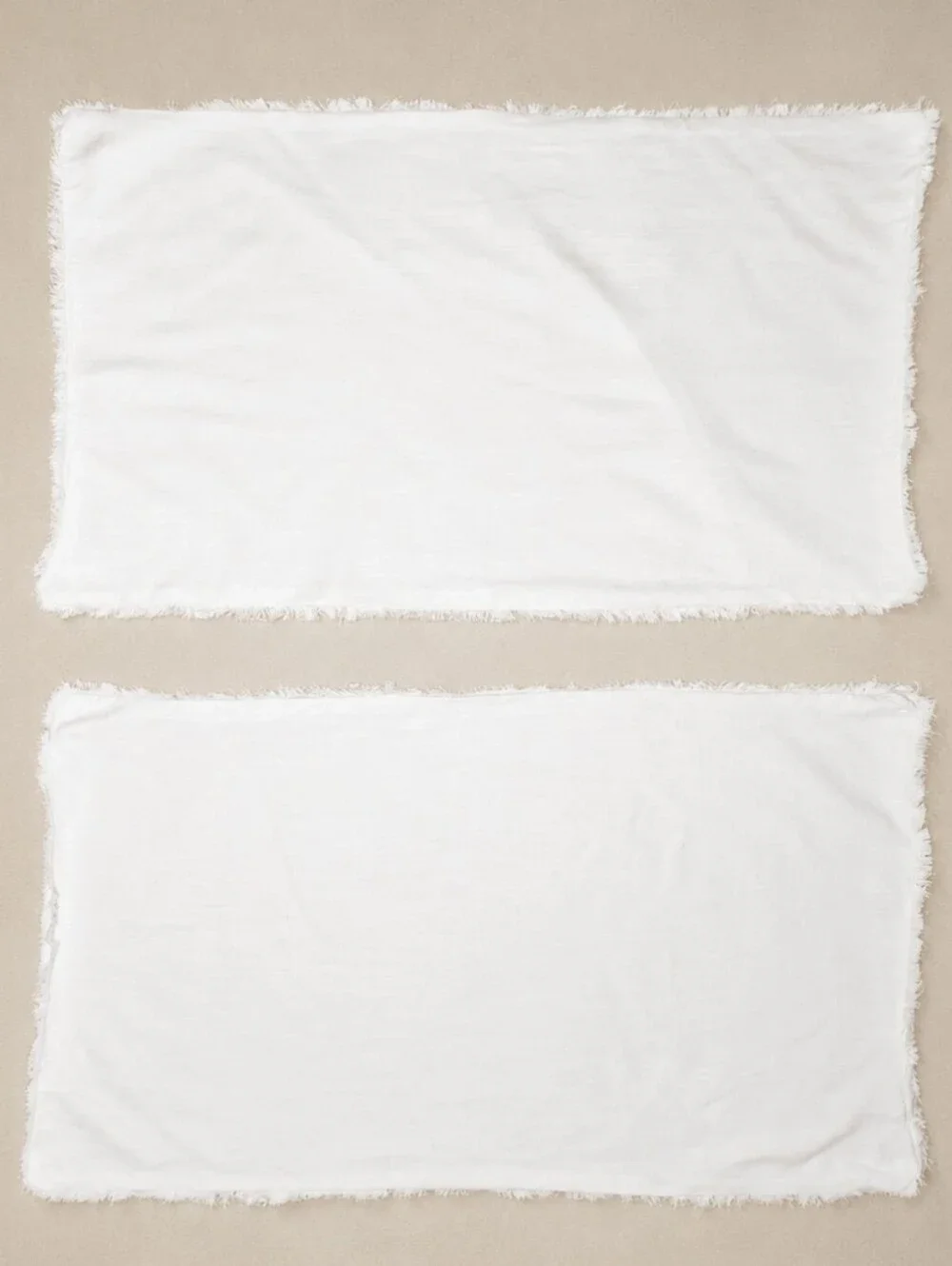 Casaluna King Linen Blend Pillow Shams White Fringe Trim Hidden Zipper Set of 2